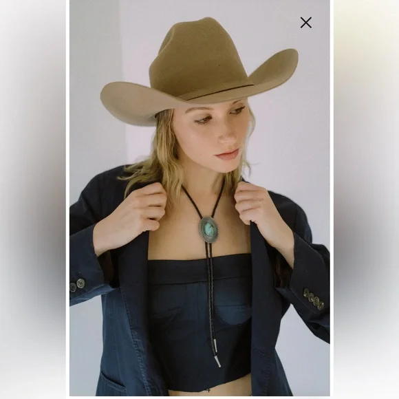 MMModern Monarchie Camel Cody $650Honeycomb texan felt hat with trimSize M/L